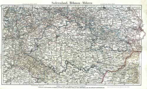 Mapa Protektorátu Čechy a Morava z roku 1941